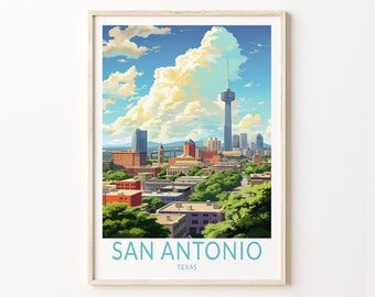 Arte mural con impresiones de viajes a San Antonio, Texas, póster de viajes a San Antonio, Texas, impresiones de viajes a Texas, decoración del hogar para viajeros, regalos para viajeros