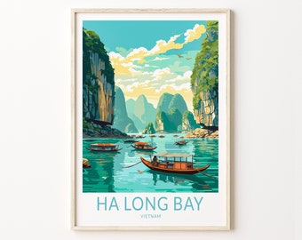 Ha Long Bay Vietnam Travel Print, Ha Long Bay Island Poster Print, Ha Long Bay Wall Art, Vietnam Ha Long Bay Island Wall Decor