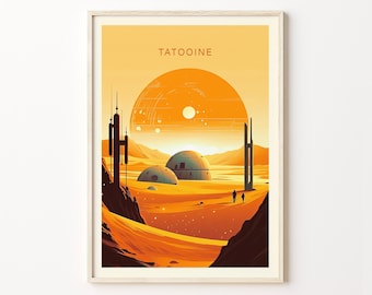 Póster de viaje de Tatooine, impresión de viaje retro minimalista, Bespin Hoth Endor A New Hope Empire Strikes Back, impresiones de la trilogía de Endor Bespin