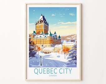 Quebec City Canada Travel Print, Quebec City Poster Print, Quebec Canada Wall Art, Fairmont Le Château Frontenac Wall Decor