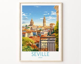 Seville Spain Travel Poster, Seville Spain Poster Print, Spain Wall Art, Spain Wall Decor, Seville Travel Print, Birthday Gift