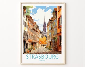 Strasbourg France Travel Print, Strasbourg City France Poster Print, France City Wall Art, France COTE D Azur Coast Wall Decor