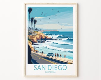 San Diego La Jolla California Coastal Travel Print, La Jolla San Diego Coast Poster Print, La Jolla San Diego Coastal Wall Art