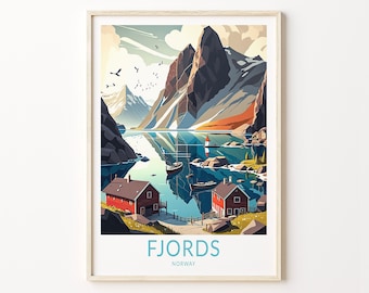 Fjords Norway Travel Print, Fjords Poster Print, Fjords Norway Wall Art, Fjords Trendy Travel Wall Decor, Norwegian Fjords