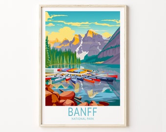 Banff National Park Travel Poster Wall Art, Banff Alberta Canada Poster, Canada National Parks Travel Wall Art, Custom Travel Gifts