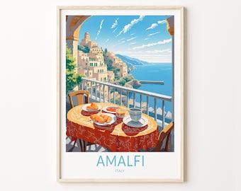 Amalfi City Travel Print, Amalfi Italy Travel Poster Print, Amalfi City Wall Art, Italy Travel Wall Decor, Amalfi Coast