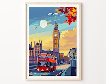 London England City Poster, London Travel Poster, Big Ben, London Poster, England Print, Birthday Present