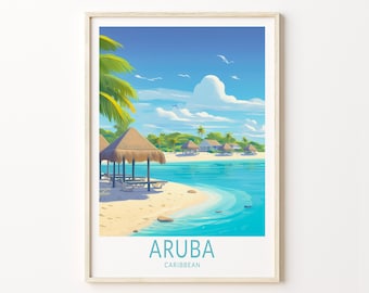 Aruba Travel Poster, Aruba Caribbean Poster Print, Aruba Caribbean Custom travel poster, Personalized Travel Poster, Wedding Gift