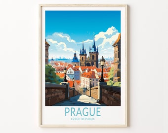 Praag reisposter, Praag poster print, aangepaste reiskunst aan de muur, Praag muur decor, Praag reizen, verjaardagscadeau