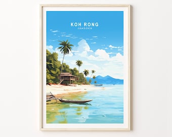 Koh Rong Cambodia Travel Print, Cambodia Travel Art Wall Decor, Koh Rong Cambodia Home Decor Wall Art, Travel Poster Gifts