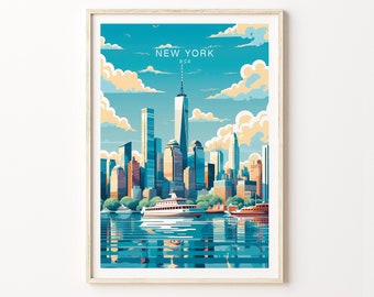 New York Skyline Print, Travel Poster, New York Wall Art Travel Poster, Traveler Home Decor, Traveler Gift, New York Minimalist Wall Art