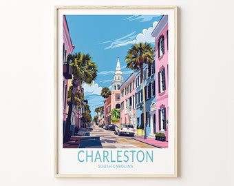 Charleston South Carolina Poster, South Carolina Charleston Travel Wall Art Poster