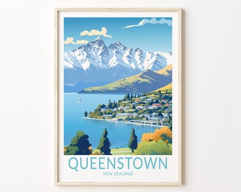 Queenstown New Zealand Print Wall Art, Queenstown  Poster, Queenstown  Wall Art, New Zealand Travel Print, New Zealand Travel Gift