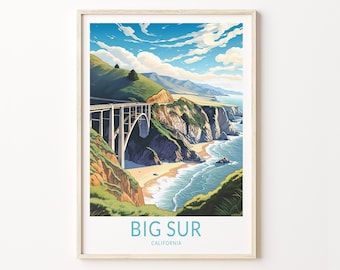 Big Sur Travel Print, California Big Sur Travel Poster, Travel Wall Art, Big Sur Artwork, California Travel Gift Wall Decor