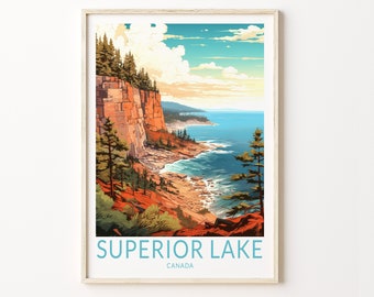 Lake Superior Canada Travel Poster Wall Art, Lake Superior Canada Poster, National Parks Travel Wall Art, Lake Superior Canada Travel Print