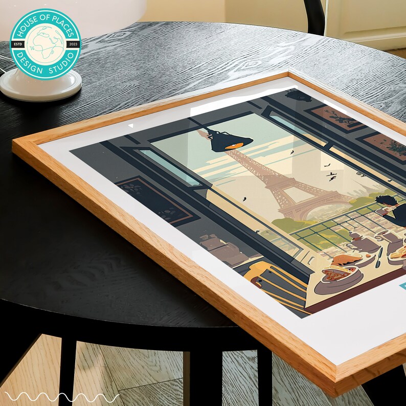 Paris Travel Print Wall Art, Eiffel Tower Paris France Travel Poster, French Food Travel Poster, Food and Travel Wall Art image 7