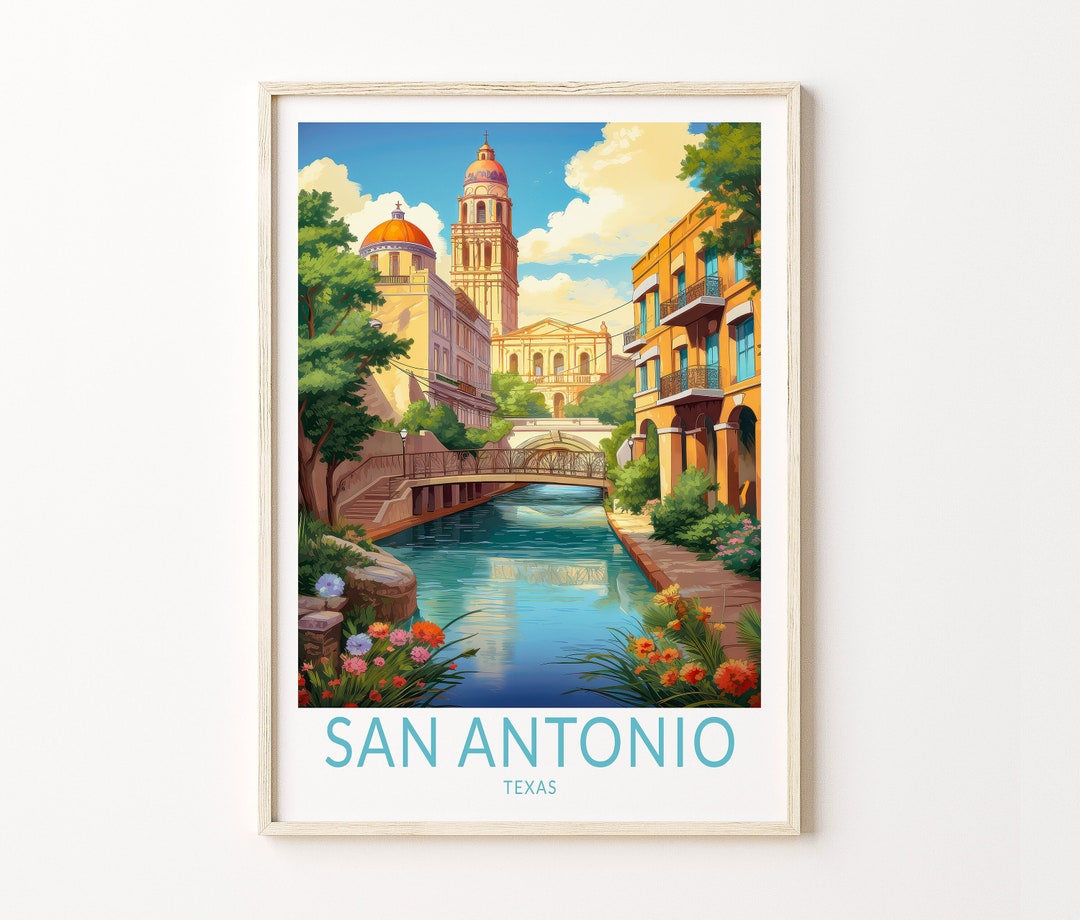 San Antonio Texas Travel Print Wall Art, San Antonio Texas Travel