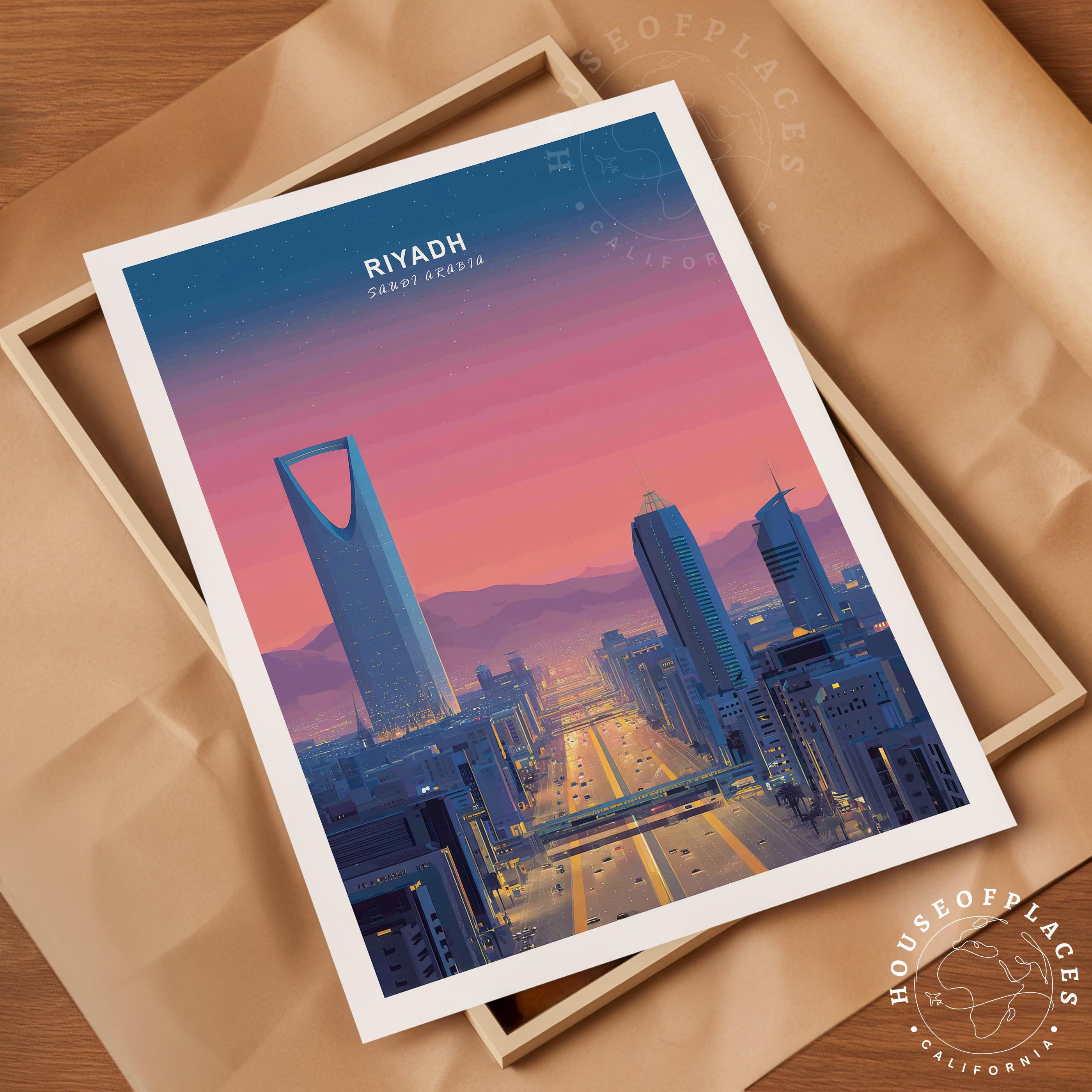 Riyadh Saudi Arabia Poster, Kingdom Centre Tower Skyline Travel Art - Etsy