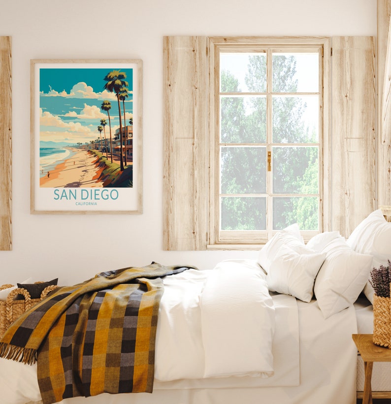 San Diego City California Travel Poster, San Diego Travel Wall Poster ...