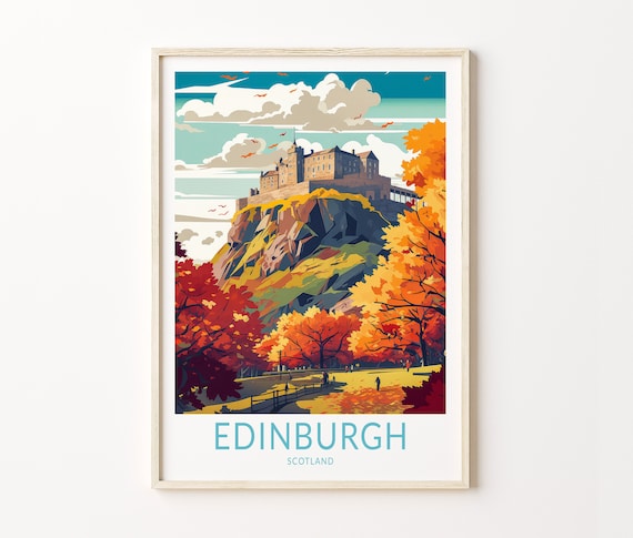 Edinburg Scotland Travel Print, Edinburgh Poster Print, Edinburgh Castle Wall Art, Scotland Edinburgh Wall Decor