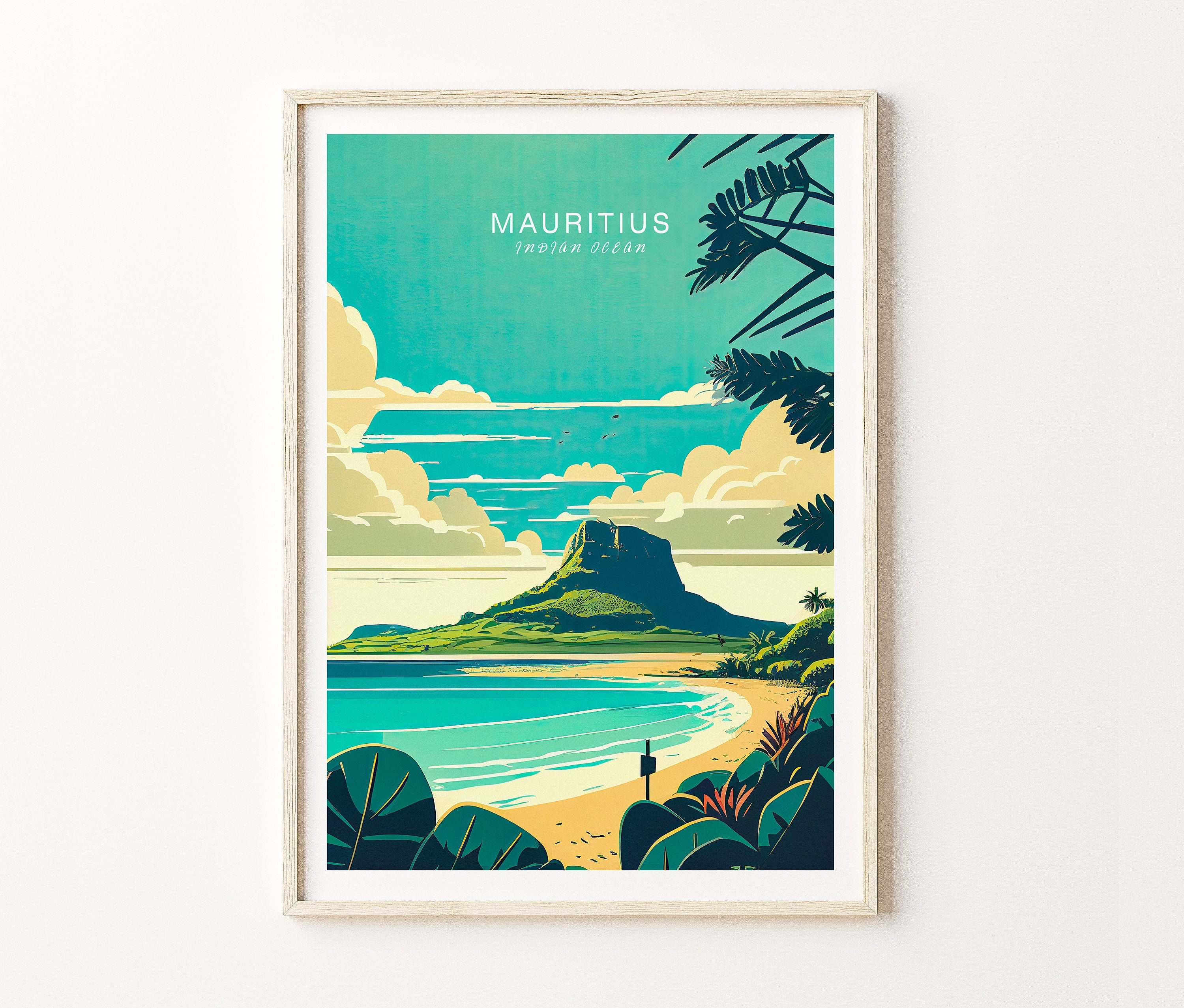 Mauritius Travel Poster Wall Art, Mauritius Poster, Mauritius Indian Ocean Wall Art, Minimalist Travel Print, Travel Gift, Wedding Gift