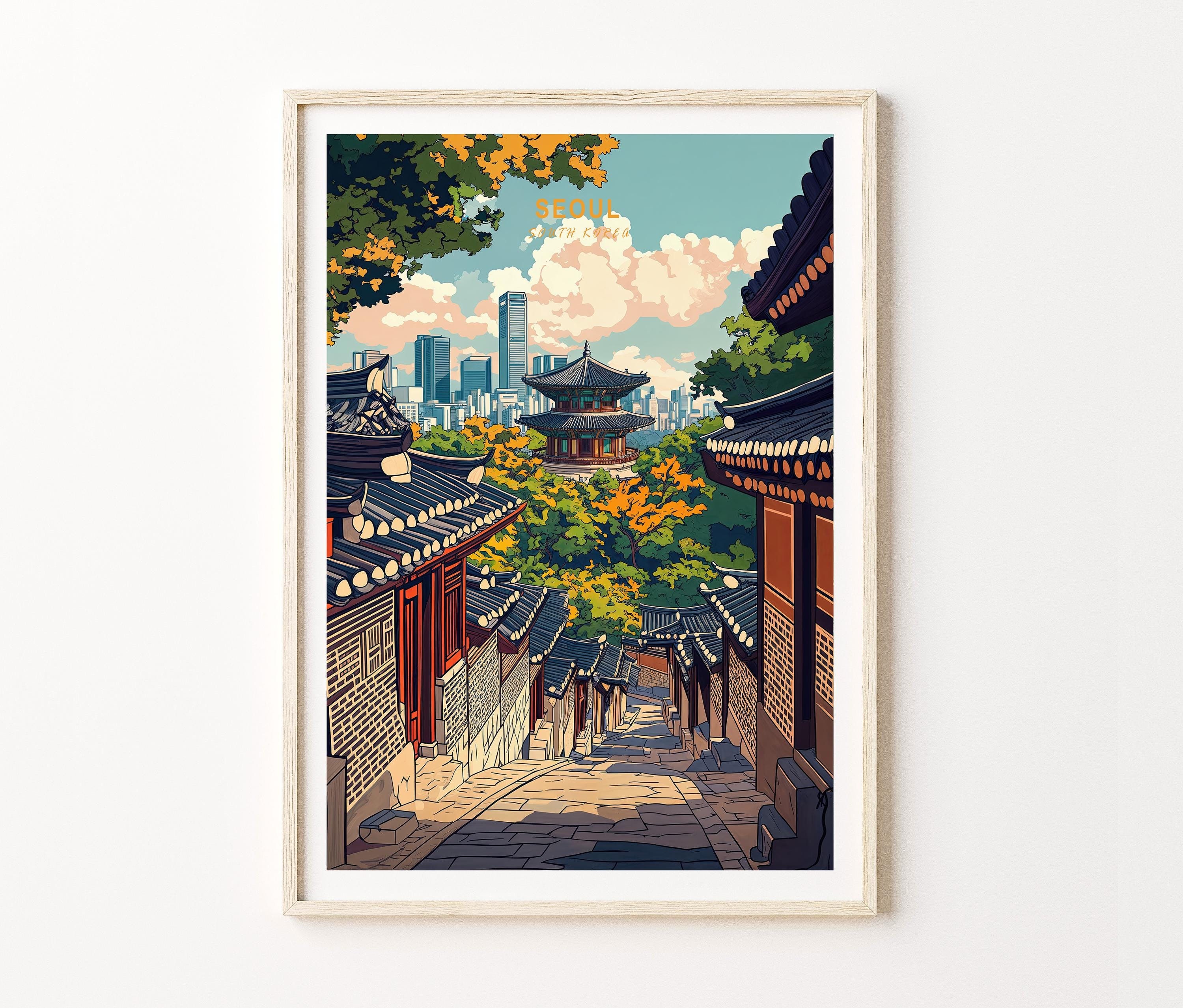 Seoul South Korea Travel Poster, South Korea Travel Wall Art, Seoul South Korea Print, Birthday Gifts, Wedding Present