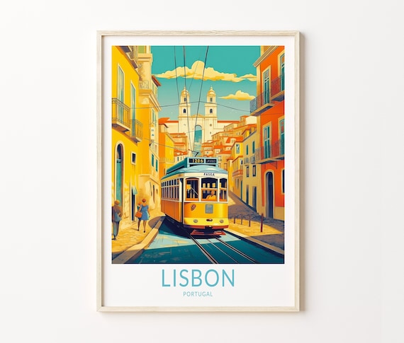 Lisbon Portugal Travel Poster, Lisbon Poster Print, Lisbon Train Wall Art, Portugal Lisbon Wall Decor, Birthday Gifts