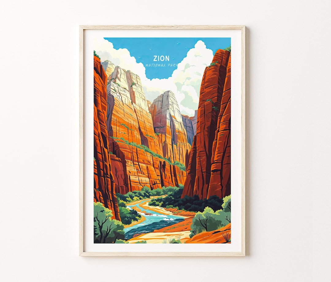 ザイオン国立公園のポスター、ザイオンユタ国立公園の壁アート、国立