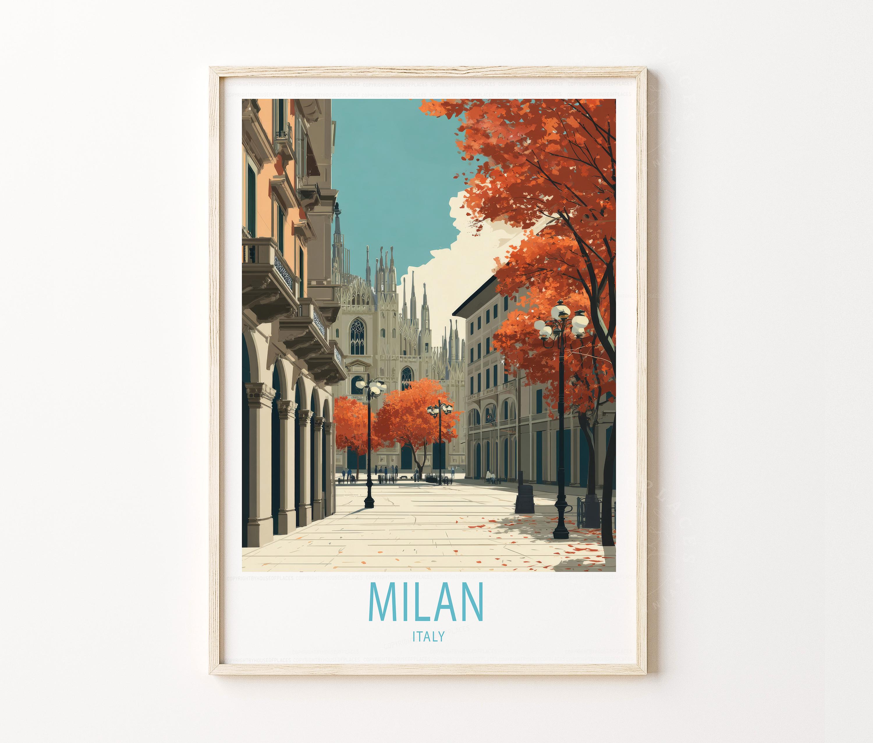 Northern Italy Urban Scene, Autumn Streets of Milan, Italian City
