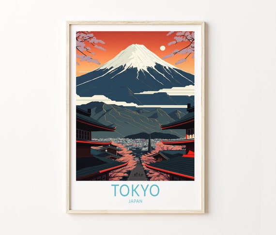 Tokyo Japan Travel Print, Japan Tokyo Travel Poster Print, Tokyo City Wall Art, Japan Fuji Mountain Travel Wall Decor, Traveler Gift