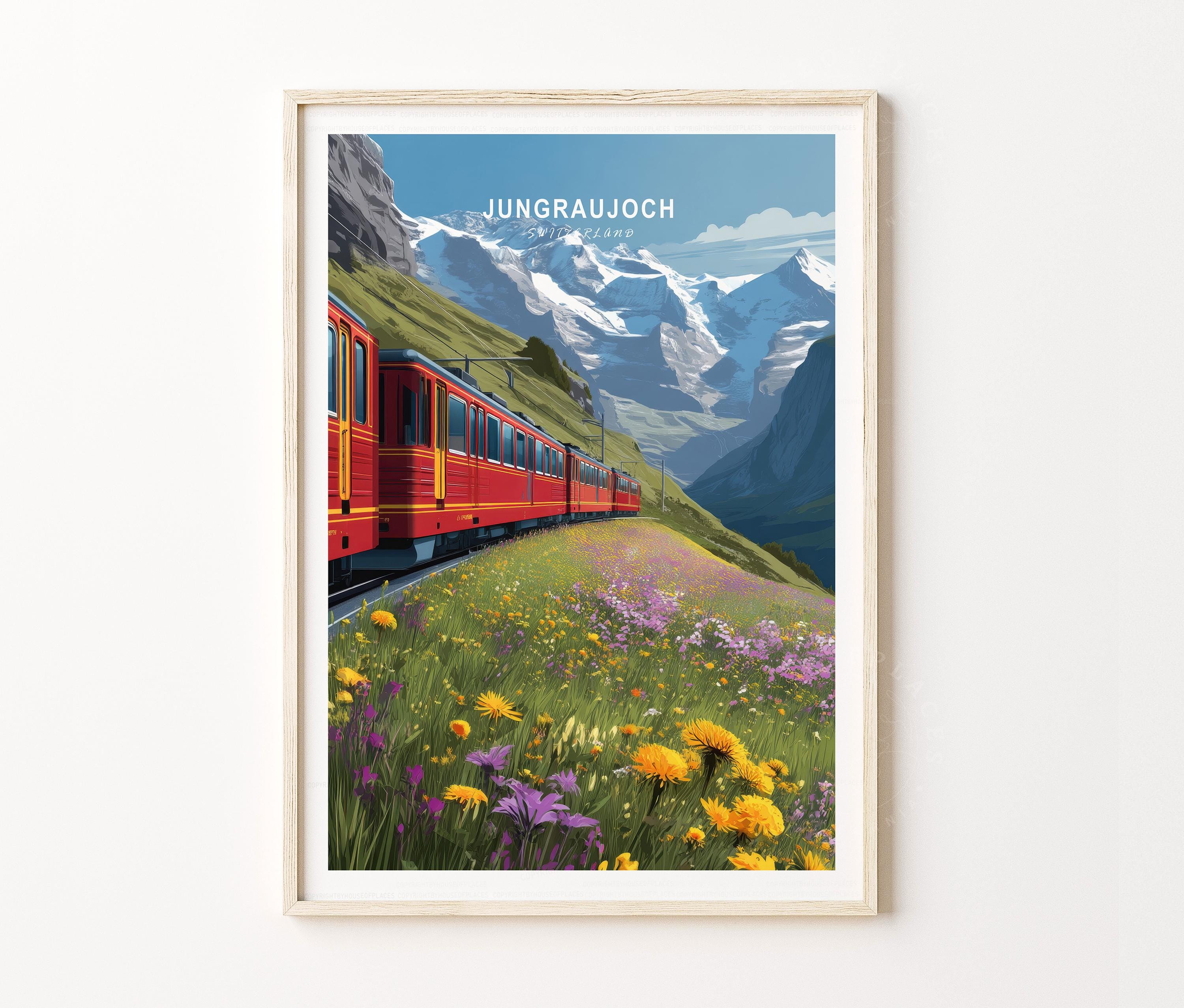 Jungfraujoch Travel Poster, Switzerland Wall Art, Switzerland