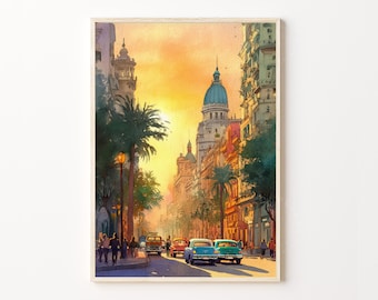 Buenos Aires Travel Poster, Argentina Wall Art, Argentina Oil Painting Print, Buenos Aires Poster Home Decor, Birthday Gifts