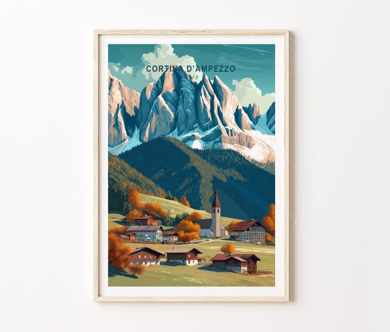 Cortina D'ampezzo Dolomites, Mountain Travel Poster, Alpine