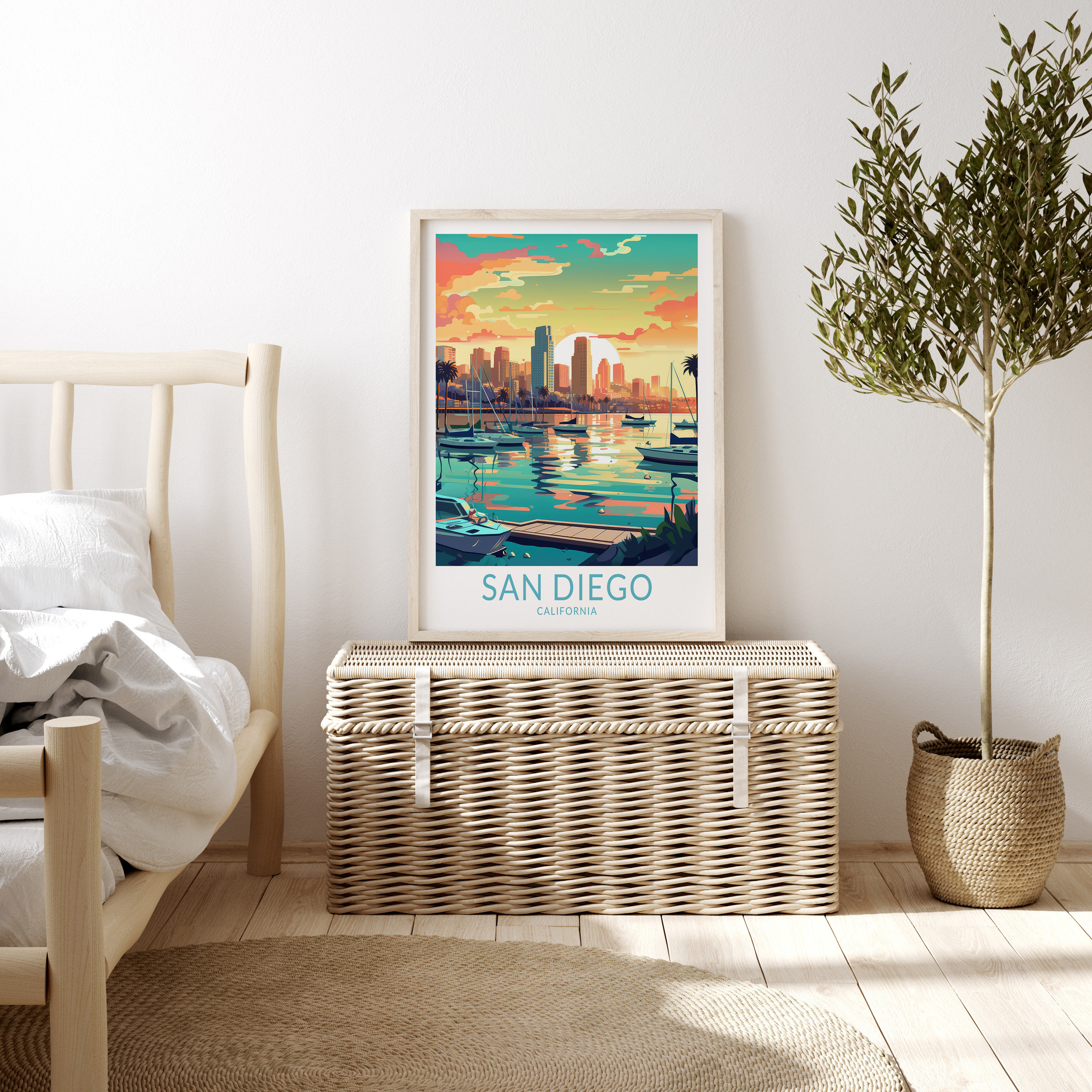 San Diego California Travel Poster, San Diego Travel Wall Poster Print ...