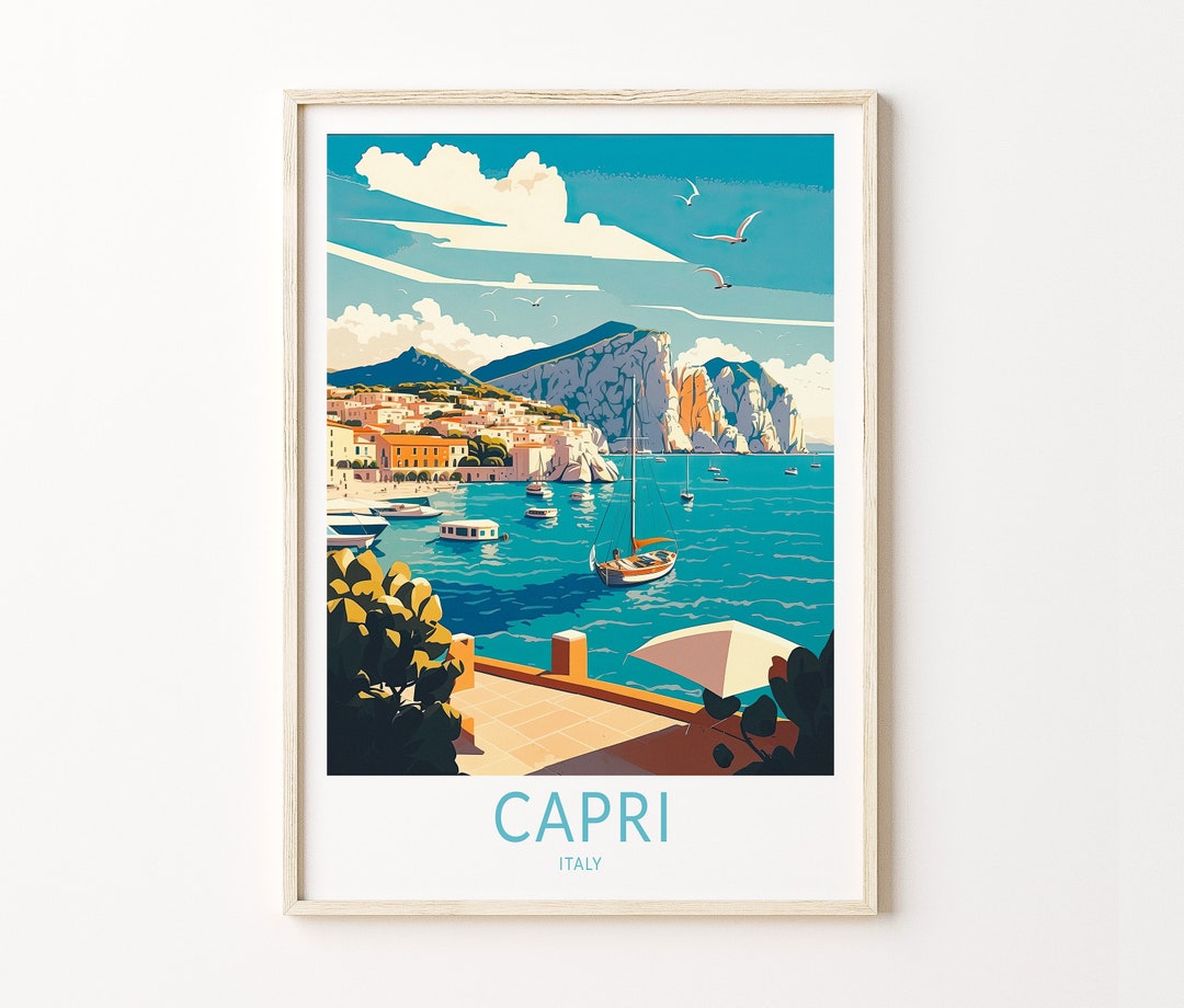 絵画 CARTUSIA CAPRI vintage poster Travel Posters, Capri - Italy Travel Poster, Retro, Vintage