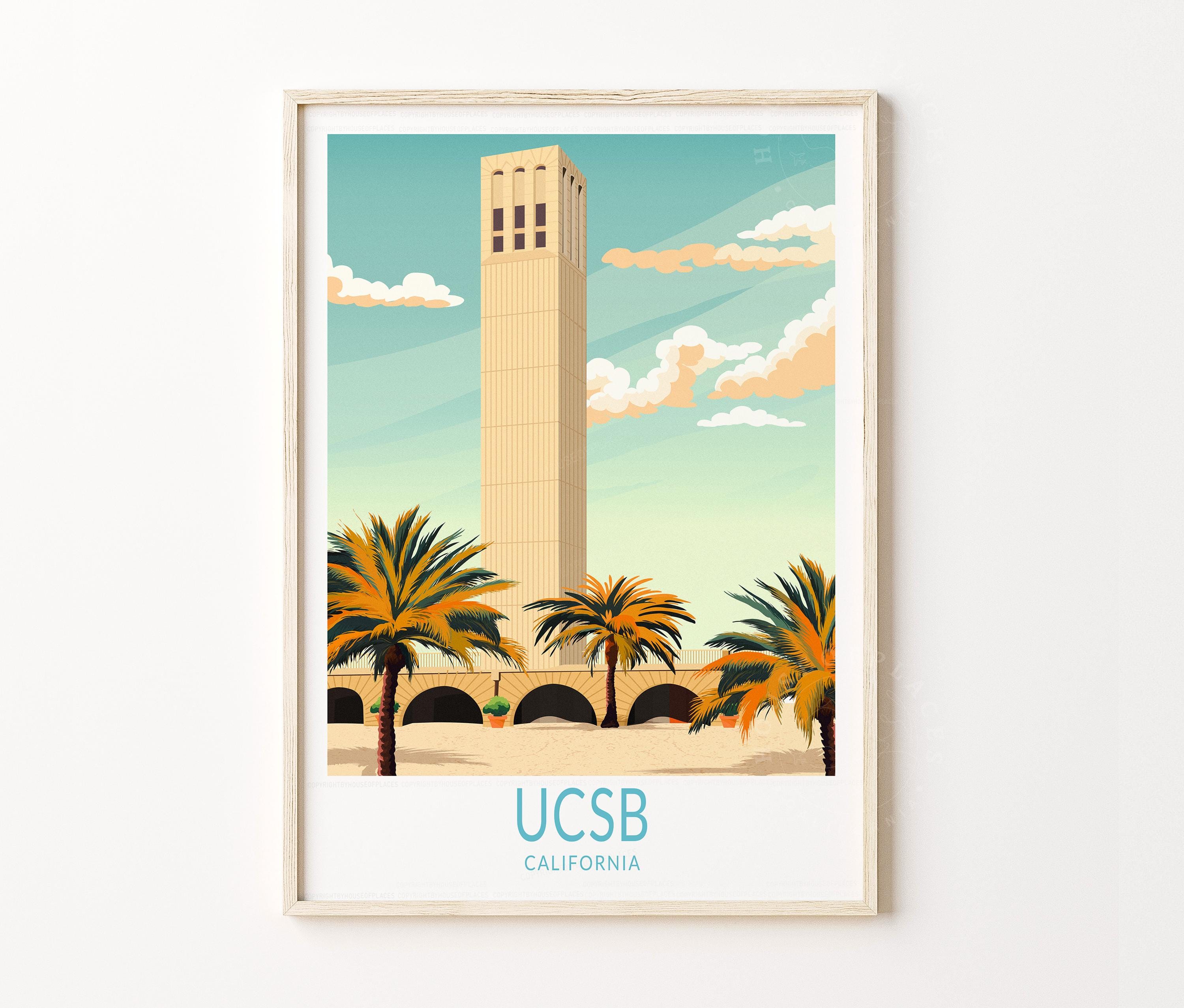 UCSB、カリフォルニア大学サンタバーバラ校のポスター、大学キャンパスギフト、サンタバーバラ旅行ポスター、卒業ギフト - Etsy 日本