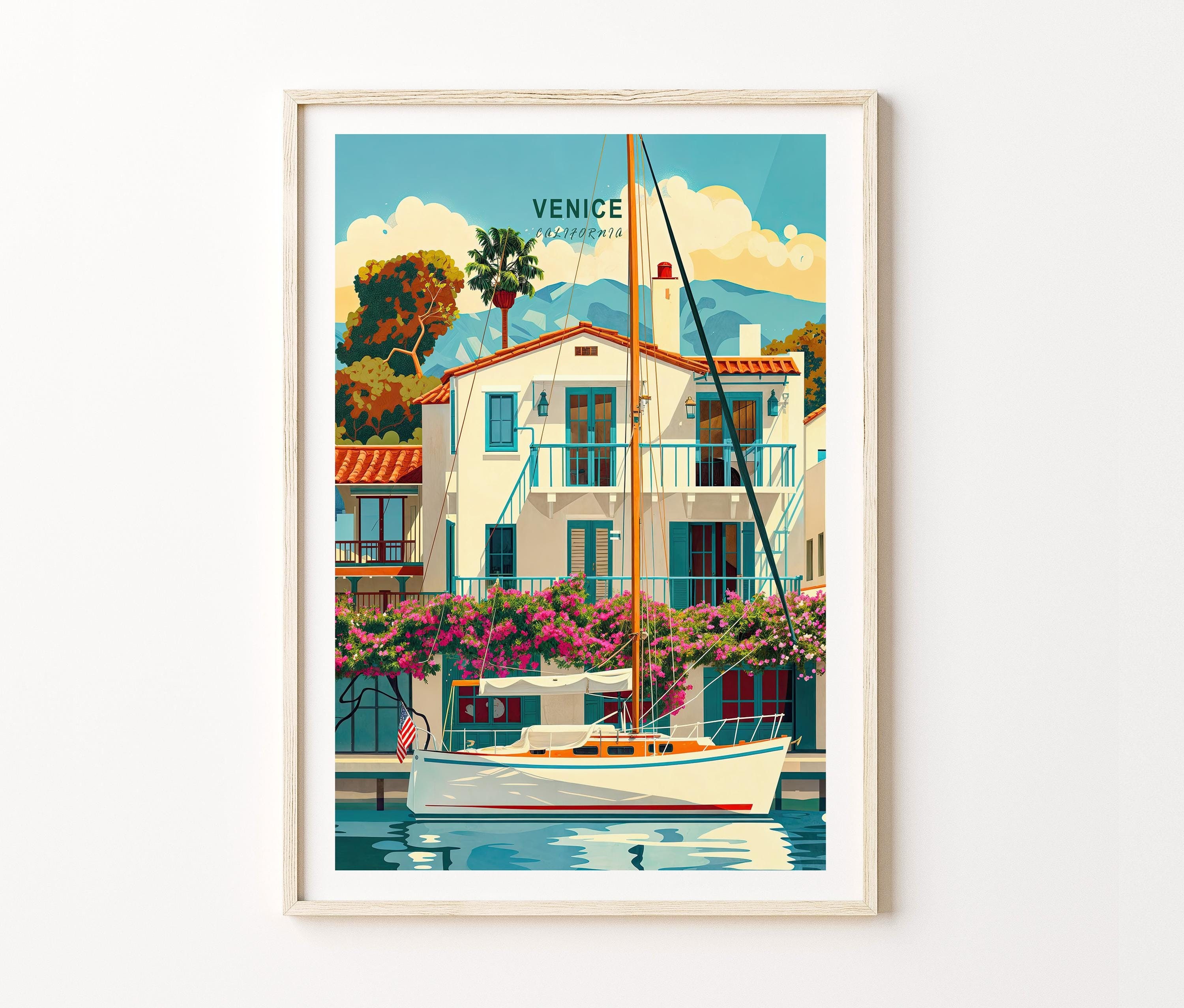 Venice Custom Travel Poster, Venice California Wall Art, California Travel Print, House Warming Gifts, Travel Gifts