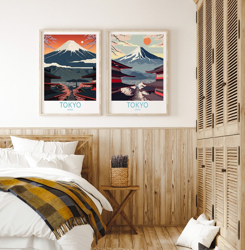 Stampa di viaggio di Tokyo Giappone, stampa di poster di viaggio di Tokyo Giappone, arte murale della città di Tokyo, decorazione murale di viaggio del monte Fuji in Giappone, regalo per viaggiatori immagine 7