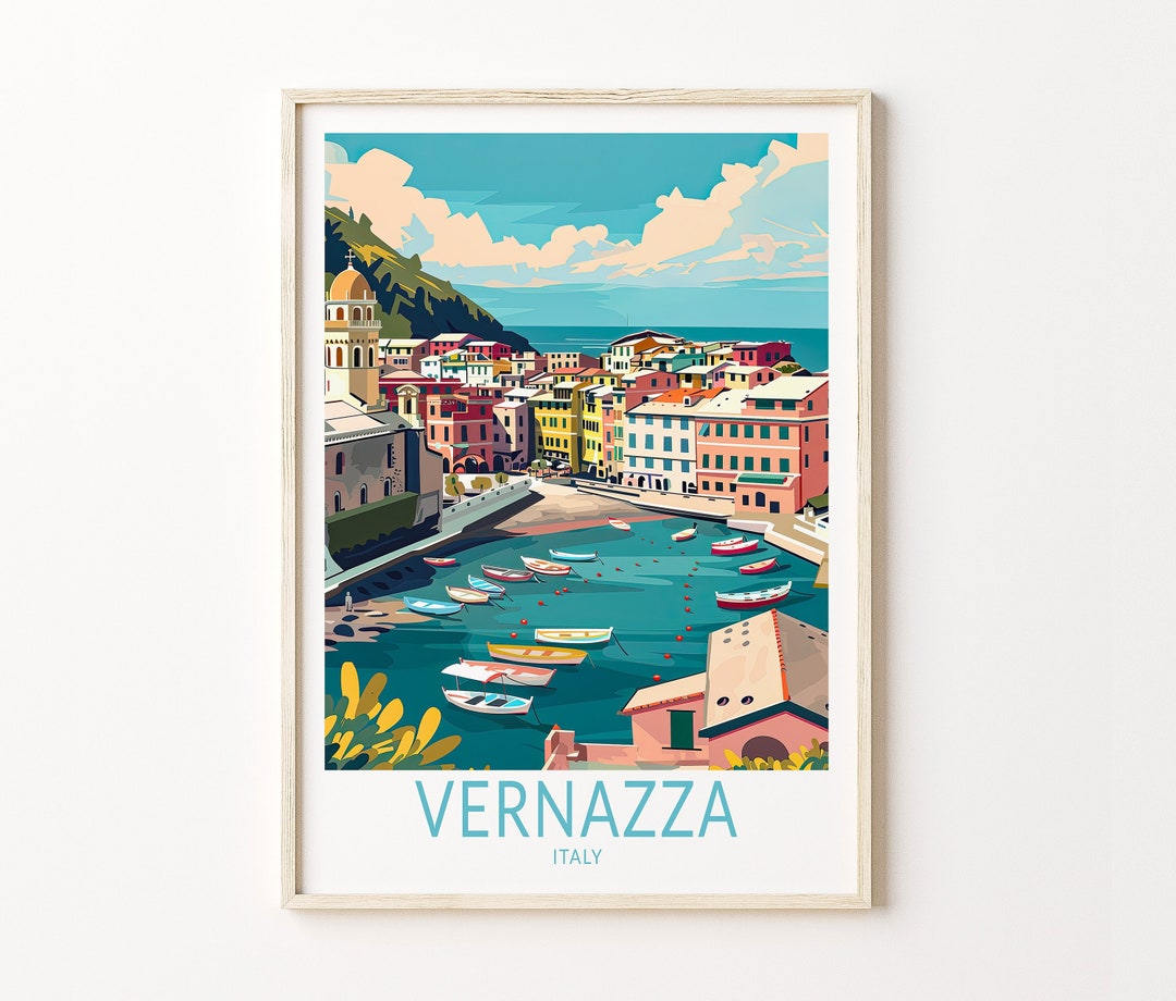 Vernazza Italy Print, Vernazza Travel Wall Art, Italy City Print, Vernazza Coast Wall Decor, Wedding Present, Personalsied Gifts - 11" x 14", Wood Frame