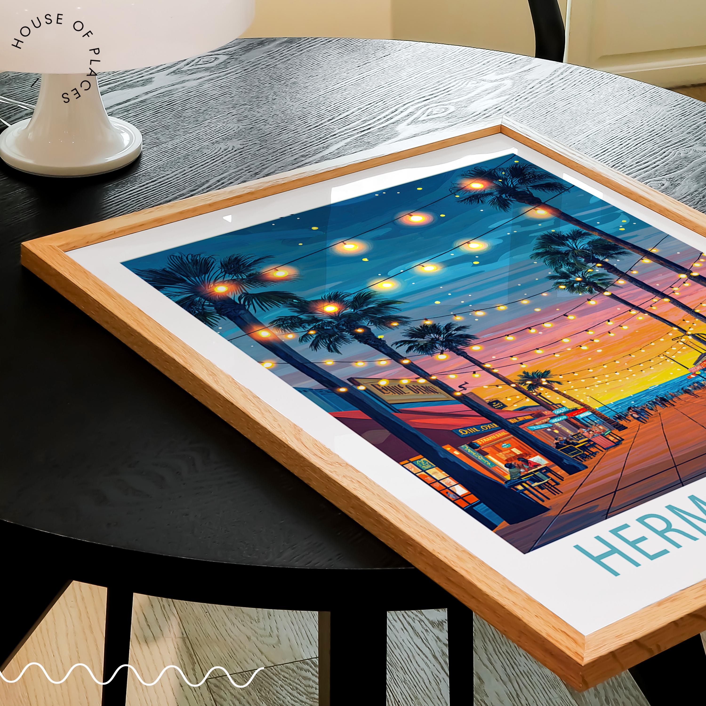 Hermosa Beach Travel Poster, California Wall Art, Hermosa Sunset Print ...