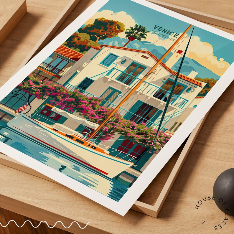 Venice Custom Travel Poster, Venice California Wall Art, California
