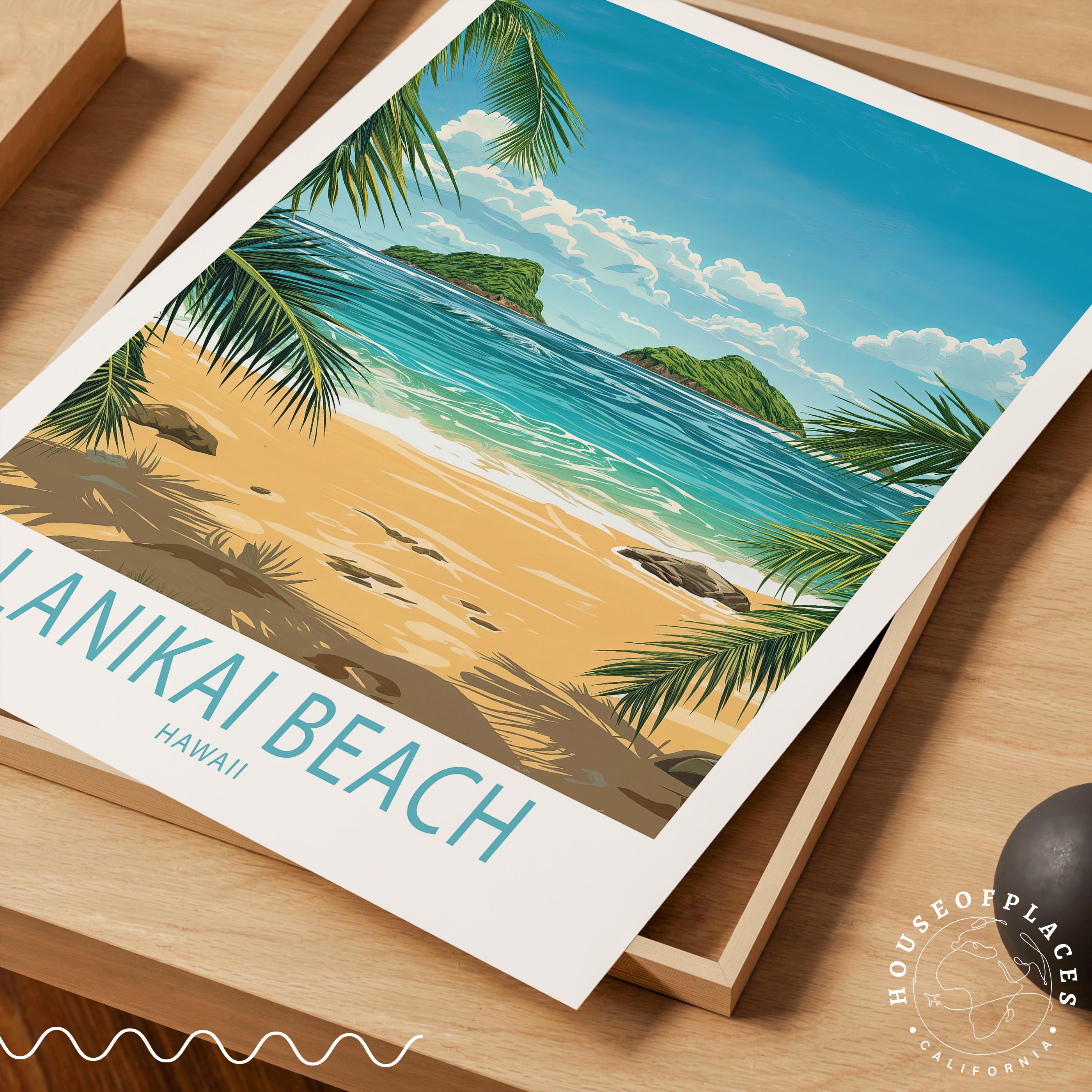 Lanikai Beach Hawaii Travel Poster, Hawaii Travel Print, Lanikai