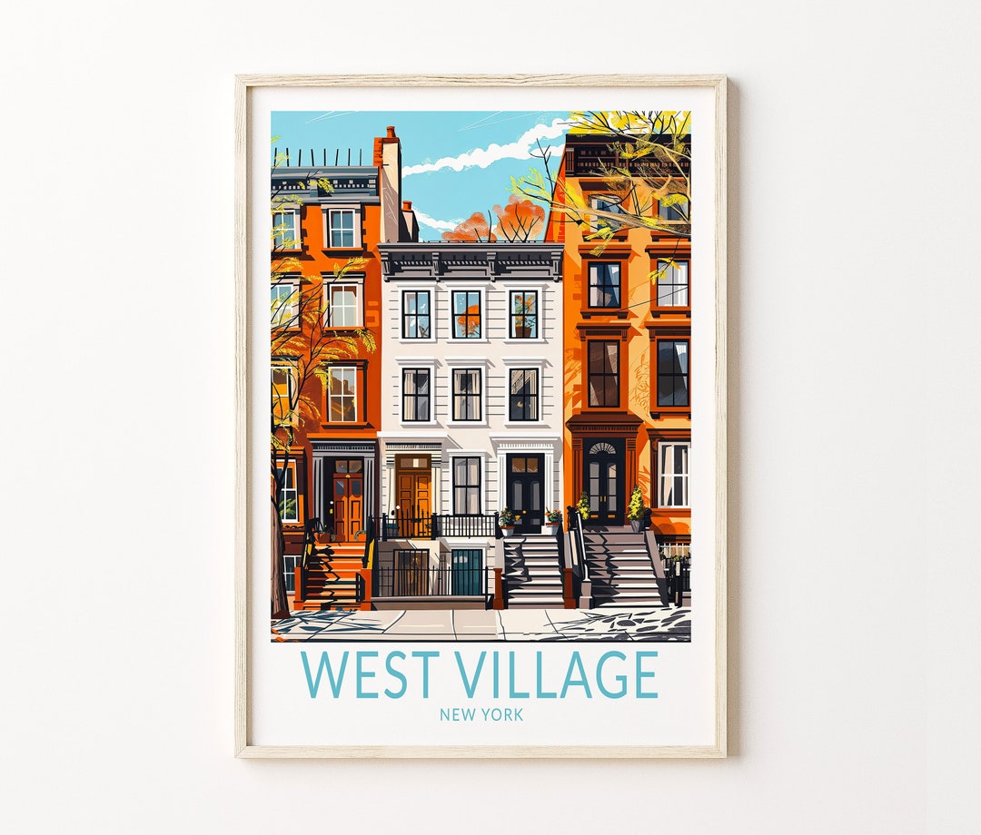 West Village New York Poster, West Village Decor, Travel Poster, New ...