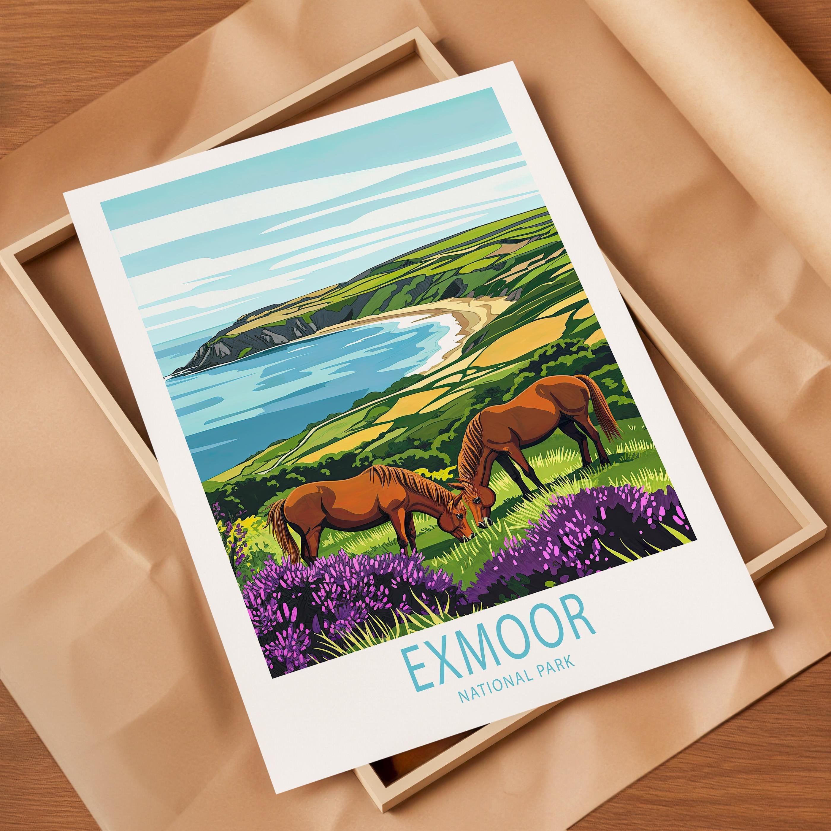 Exmoor England Travel Poster, Exmoor Devon Print, England National Exmoor England Travel Poster, Exmoor Devon Print, England National
