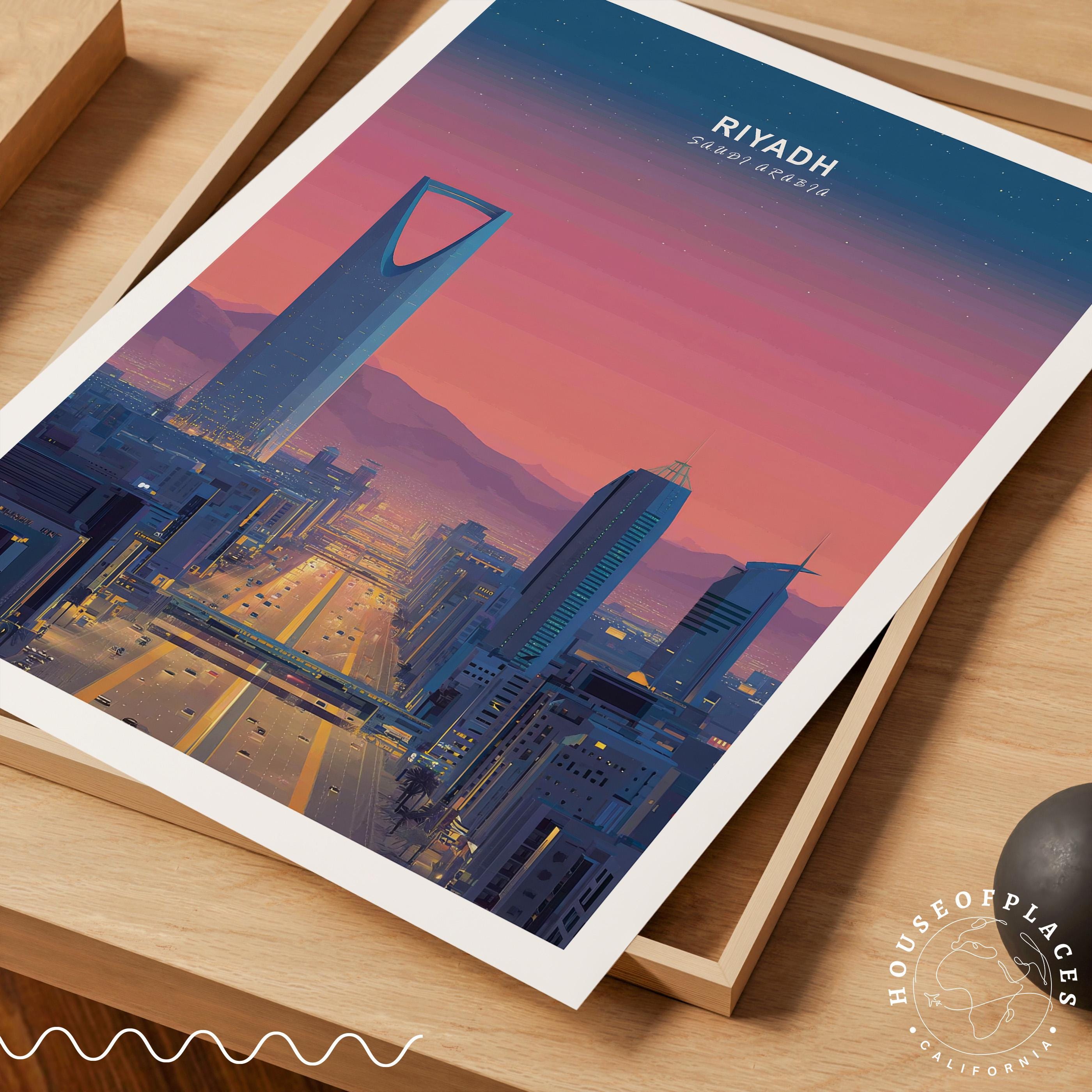 Riyadh Saudi Arabia Poster, Kingdom Centre Tower Skyline Travel Art - Etsy