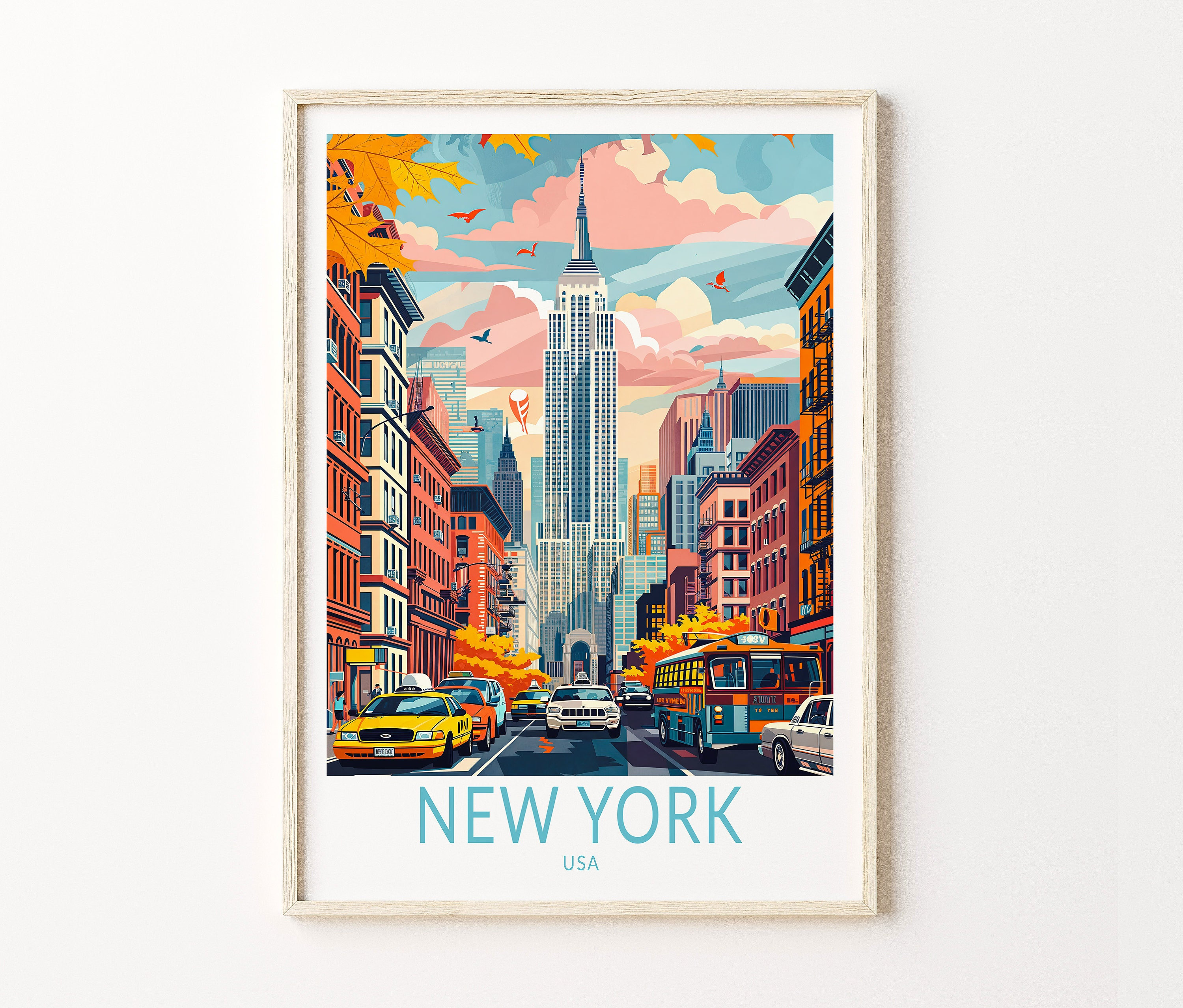New York Travel Print, New York USA City Poster, New York Wall Art