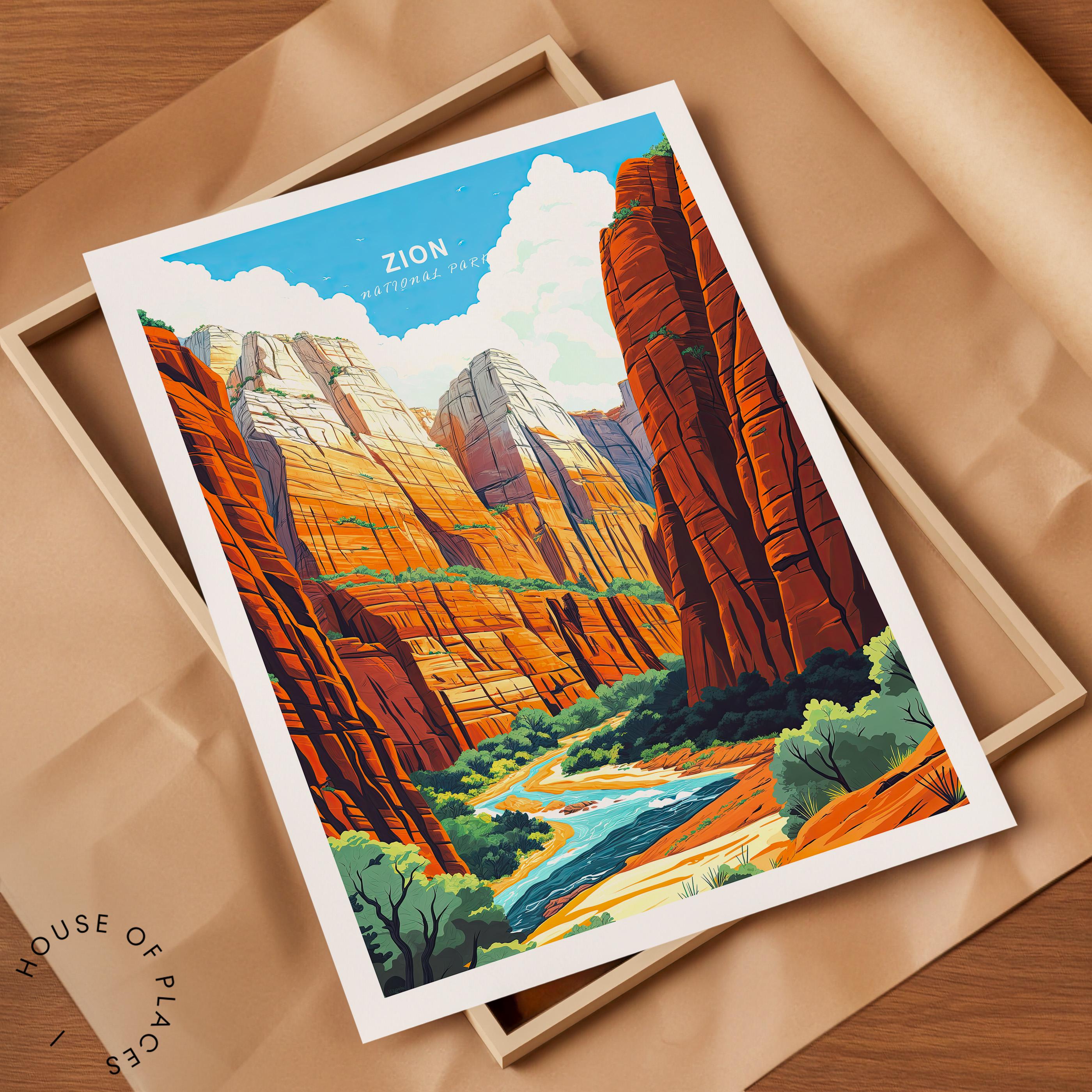 ザイオン国立公園のポスター、ザイオンユタ国立公園の壁アート、国立