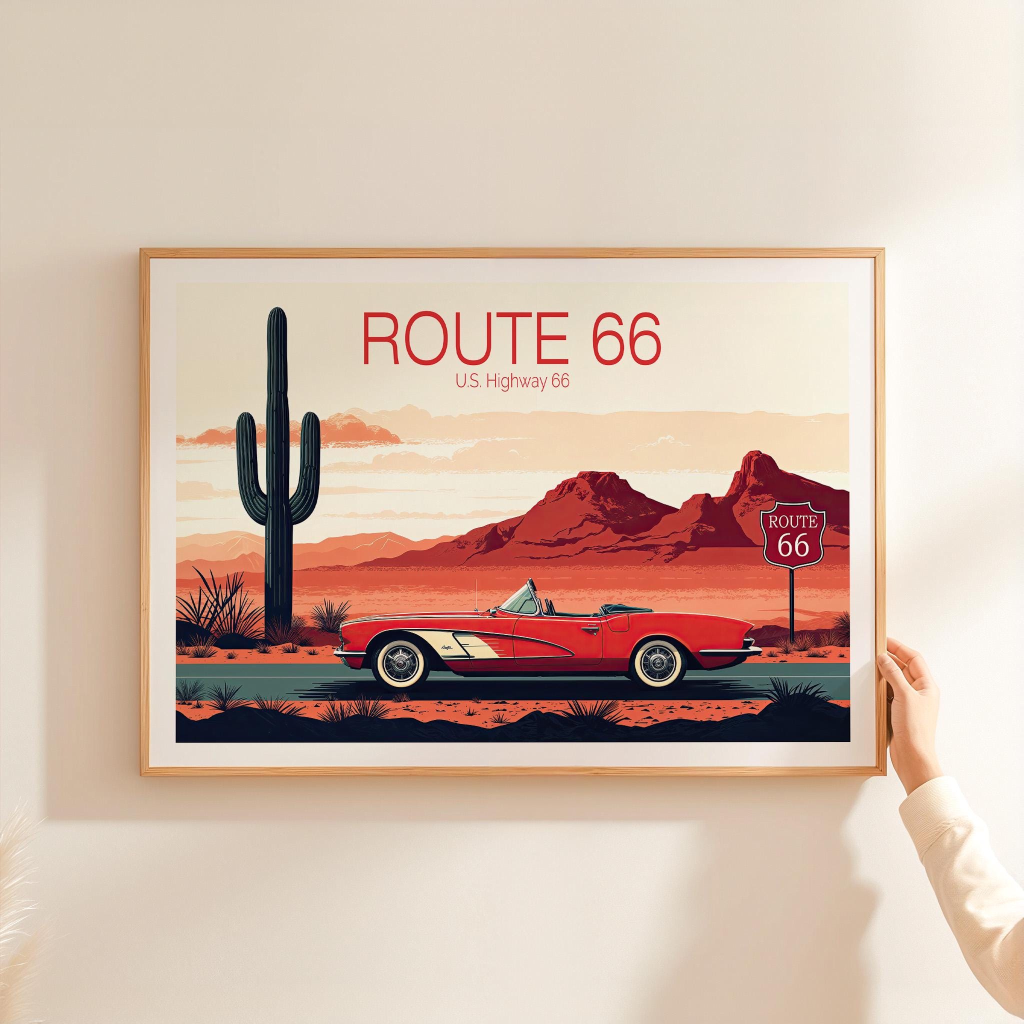 Route 66 Poster, Route 66 United States Wall Art, Main Street of