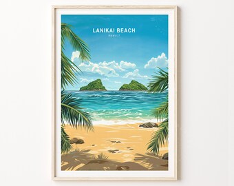 ラニカイビーチ ハワイ旅行プリント、ハワイ ウォールアートプリント