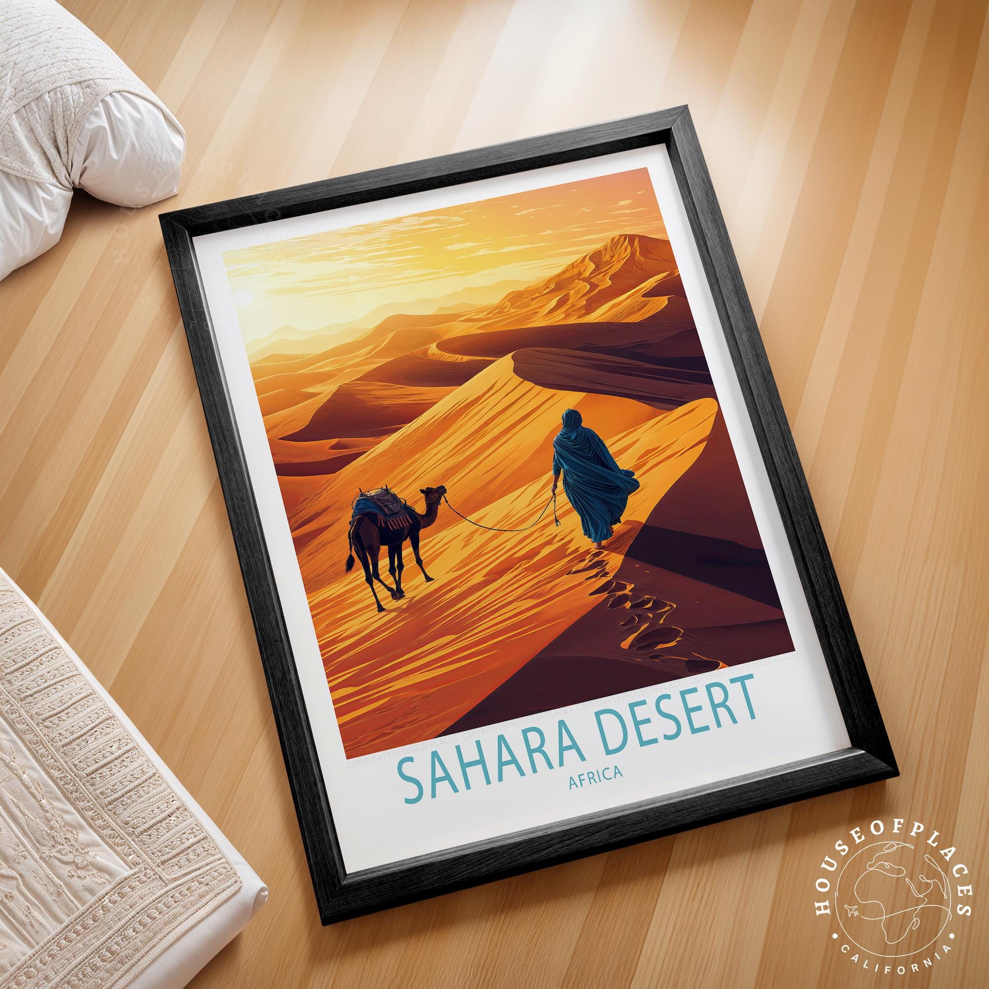 100台限定品★外幕2枚　Field SAHARA×Nature Arts Sahara Desert Africa Travel Poster, Africa Wall Art Print, Sahara